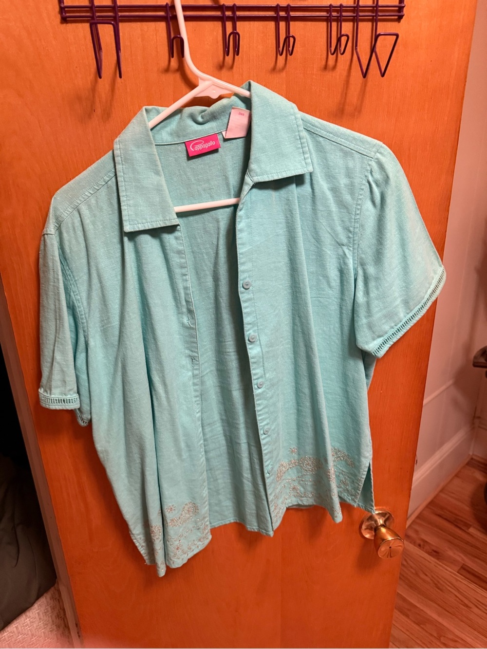 Pappagallo Mint Green Short Sleeve Button-Front Shirt
